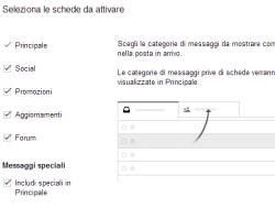 attivare le schede in Gmail per filtrare i messaggi