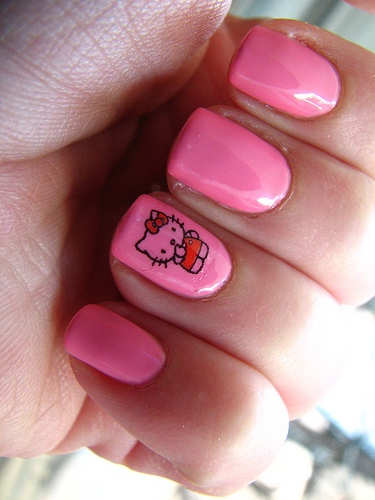 Pink Hello Kitty | Cartoon Character Nail Designs