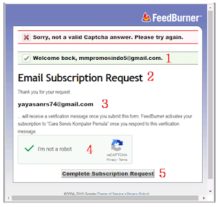 Cara Servis Komputer emula, gambar jendela munculan Feedburner