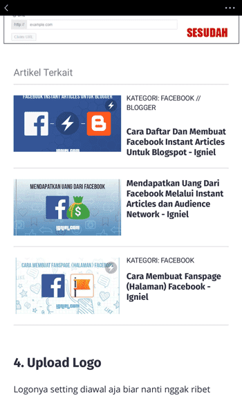 Cara Memasang Artikel Terkait Di Dalam Facebook Instant Articles