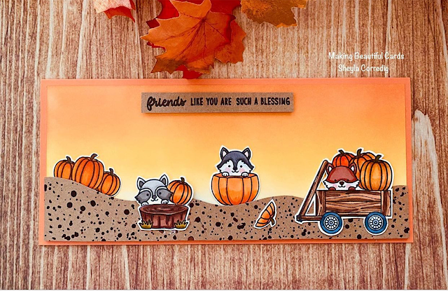 Sunny Studio Stamps: Fall Friends Banner Basics Customer Card by Sheyla Corredig