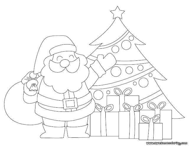 Santa Claus Christmas presents coloring page