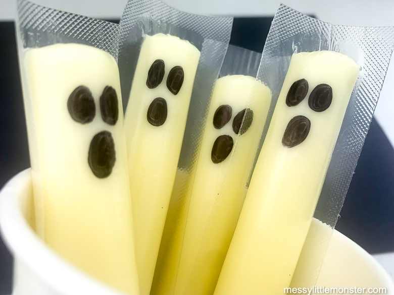 Cheese string ghosts - easy halloween treats for kids