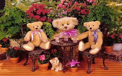 teddys-making-party-in-flower-garden-wallpaper