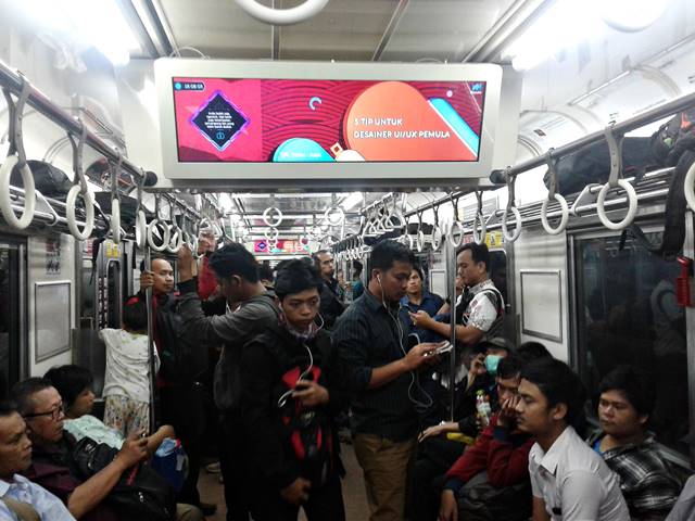 lcd display inside Indonesia Commuter Train