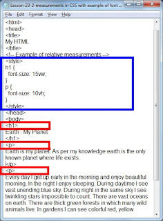 CSS relative units of measurement in English, vw, vh, em, vmin, vmax