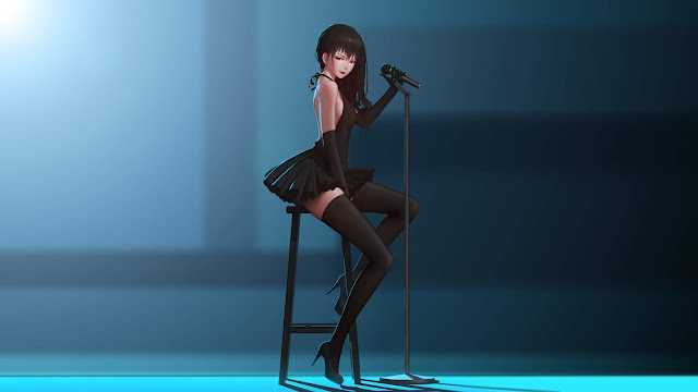 Anime Girl Singing Chair Microphone
