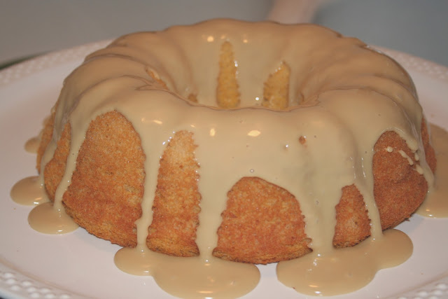 Pumpkin Angel Food Cake with Maple Glaze ohsweetbasil.com