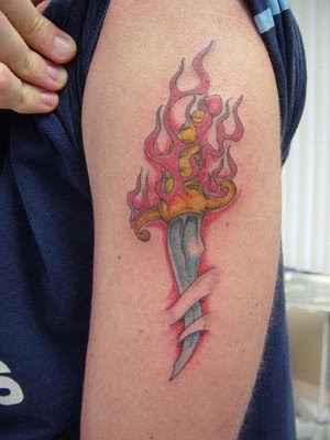 Flaming Dagger Tattoo Design Flaming Blade Tattoo