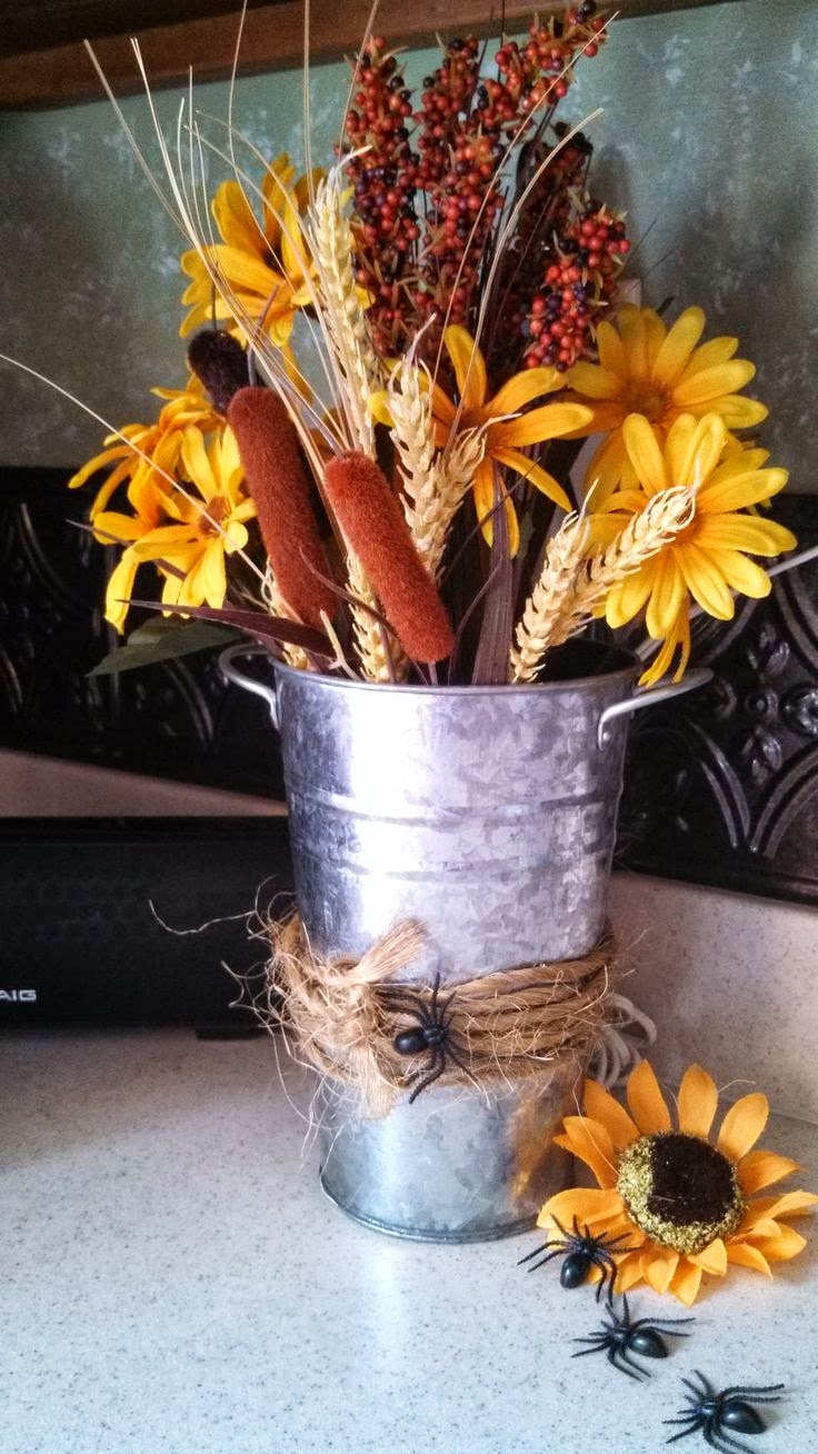 unique flower pot arrangement ideas Bucket Fall Flower Arrangement | 736 x 1308