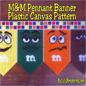 Decorate your home, kitchen, or chocolate party with this fun M&M Banner Plastic Canvas pattern.  Get all six candies in a fun, free pattern that's easy to sew.