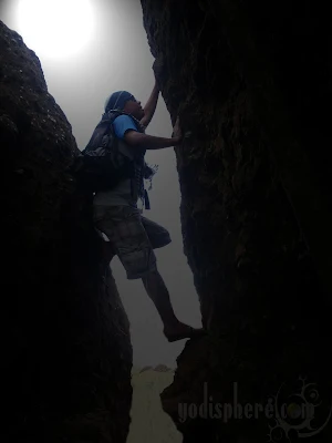 Climbing Mt. Batulao narrow mountain ridge