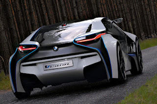 BMW i8 Black Car View in Back Side 