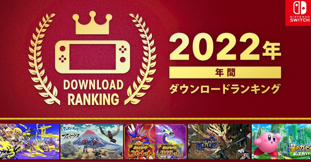 Arte do ranking de downloads da Nintendo eShop de Nintendo Switch para o ano de 2022.