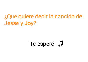 Significado de la canción Te Esperé Jesse y Joy.