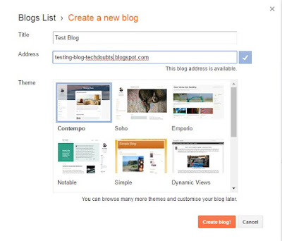 Create a new blog with Google Blogger Platform