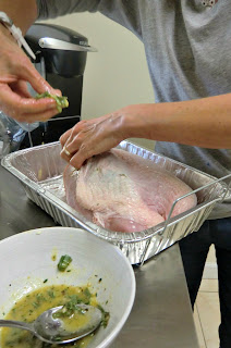 Placing herb mixture under the skin