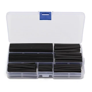 150Pcs 8 Sizes Black Polyolefin 2:1 Halogen-Free Heat Shrink Tubing Tube Sleeving wire with Case hown-store