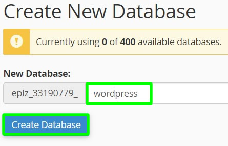 creating new database