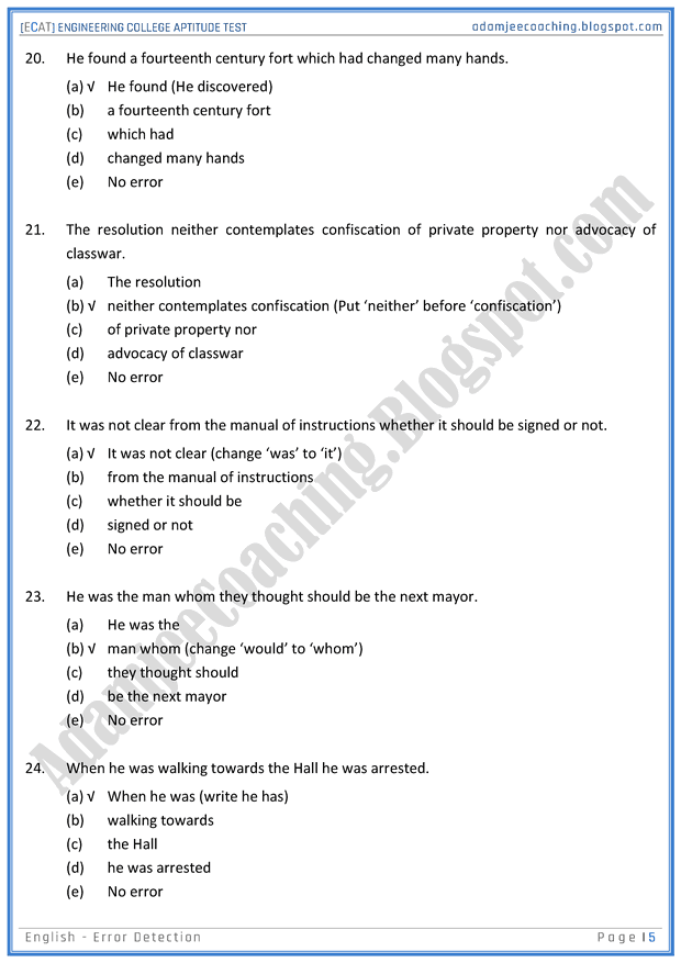 ecat-english-error-detection-mcqs-for-engineering-college-entry-test