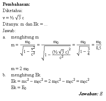  Contoh  dan Pembahasan Soal  Relativitas  Khusus