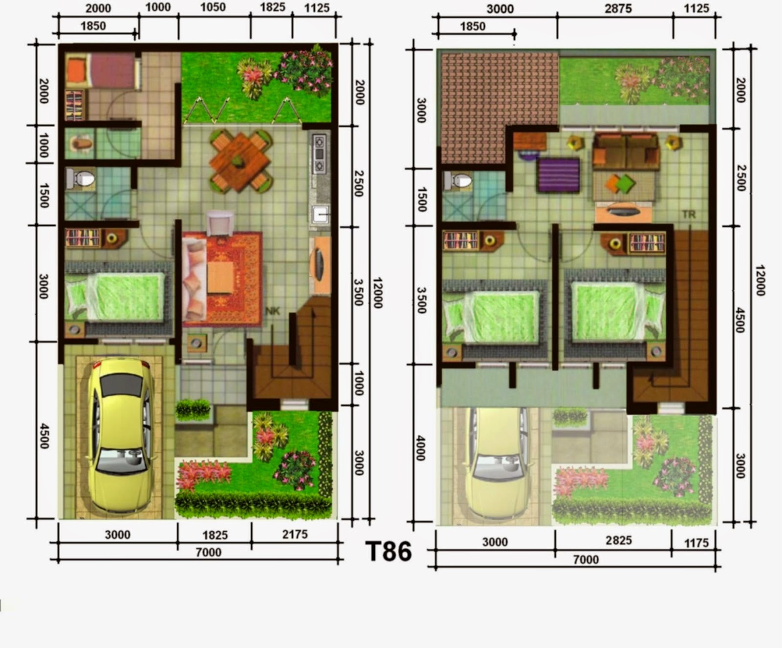 Denah Rumah Minimalis 1 Lantai Ukuran 7x12 Desain Rumah Minimalis