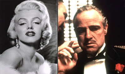 Faces that have left a lasting impression: Marlon Brando in The Godfather, and Marilyn Monroe.