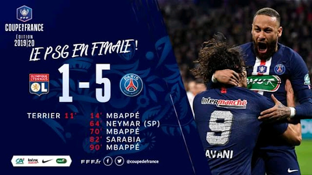 FT: Lyon 1-5 Paris Saint-Germain, Mbappe Scores Hattrick, Neymar On Target As PSG Book Final Ticket (Video Highlight)