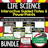 Life Science Guided Notes, PowerPoints in Google & Print Format