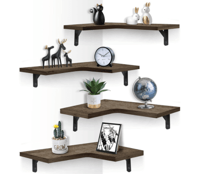 Rustic Wood Corner Floating Shelves