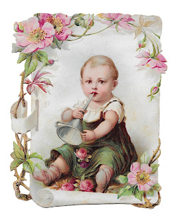 baby flowers card printable rose image vintage illustration