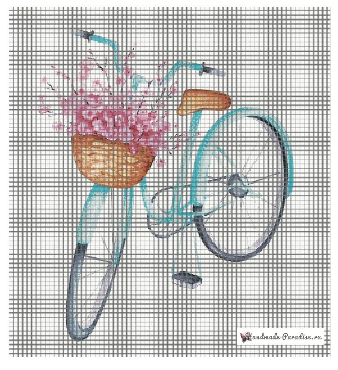 Çiçek sepetli bisiklet - kanaviçe desenleri (6)