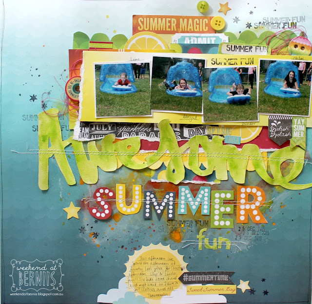 "Awesome Summer Fun" layout By Bernii Miller using BoBunny Lemonade Stand collection. 