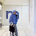 Keep Comfort with Long Tribal Dress and Blue Hijab Syar'i