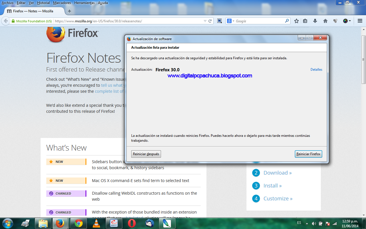 Actualización a Mozilla Firefox 30 ~ Reparación de 