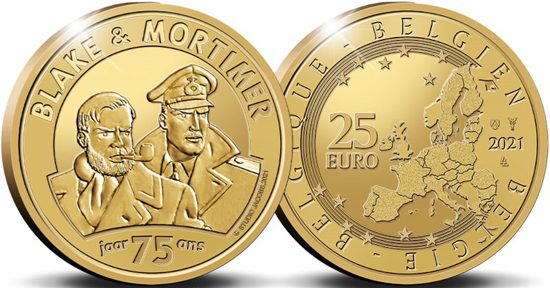 Belgium golden 25 euro 2021 - 75 years of Blake & Mortimer