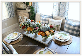 Fall -Tablescape -Pumpkin-Chalk Painted-DIY- Centerpiece- From My Front Porch To Yours