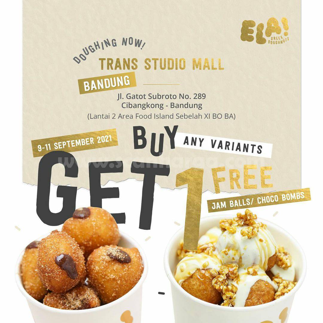 ELA! Greek Doughnuts Trans Studio Bandung Opening Promo Beli 1 Gratis 1