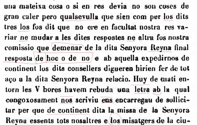 Senyora Reyna final resposta de hoc o de no e ab aquella expedirnos de continent los dits consellers digueren hirien fer de tot aço a la dita Senyora Reyna relacio.