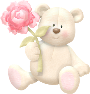 Bears with Roses and Hearts Clip Art.