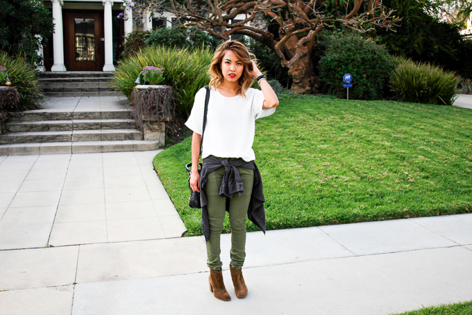 J Crew White blouse, Current/Elliot Army pants, Balenciaga Gold Town Arena, Daniel Wellington Classic Sheffield, beautybitten