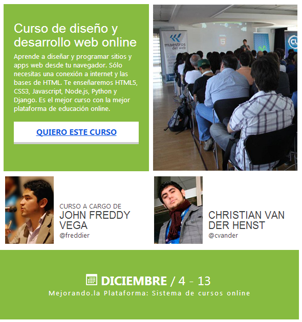 Curso de Diseño y desarrollo web On-Line Inicio 4 Diciembre via #Mejorandola