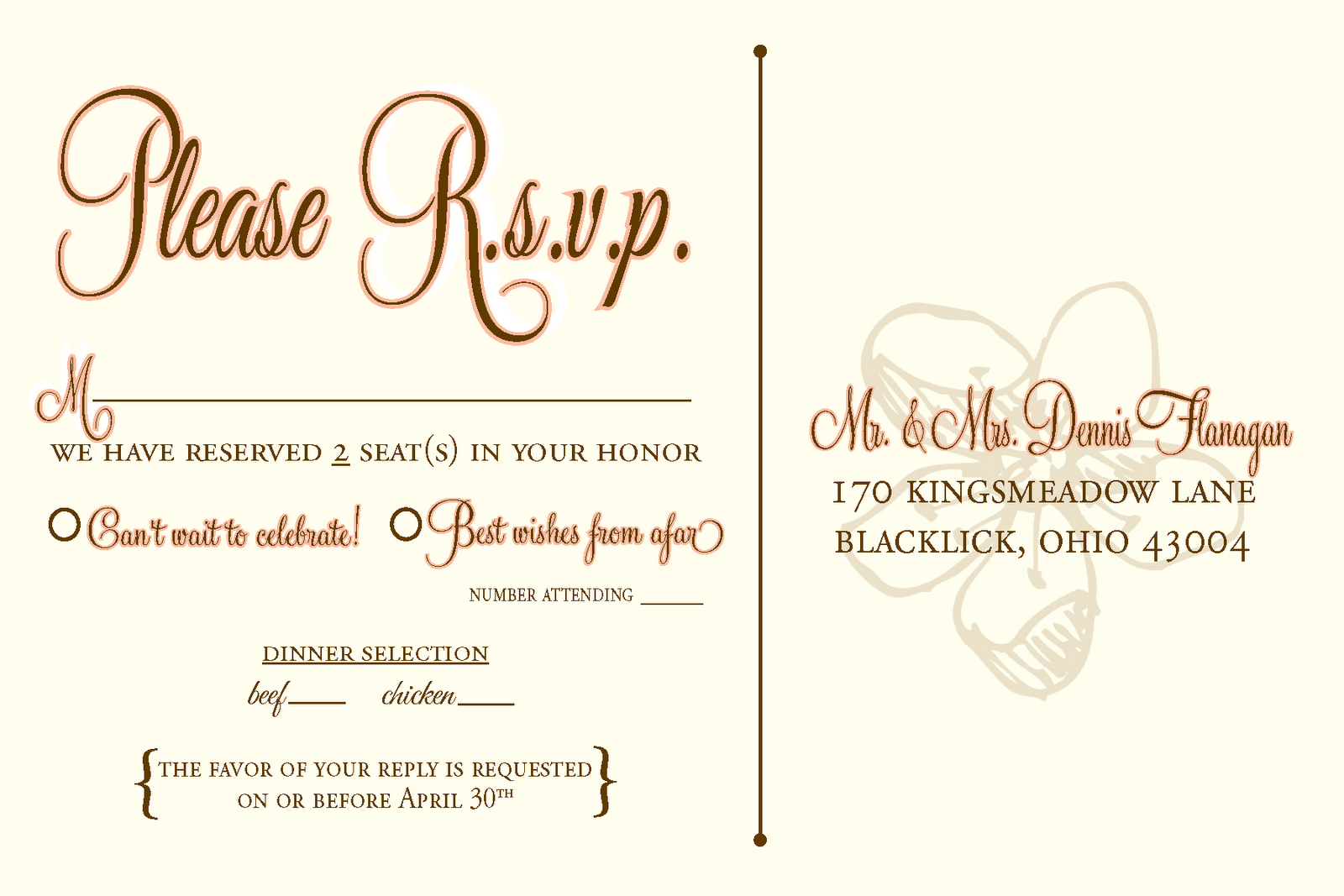 rsvp wedding wording samples