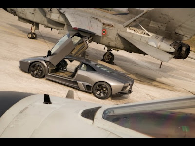 Wallpaper Lamborghini Reventon vs Tornado Jet Fighter