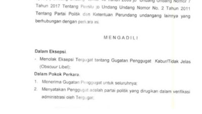 PN Jakarta Pusat Perintahkan KPU Tunda Pemilu 2024