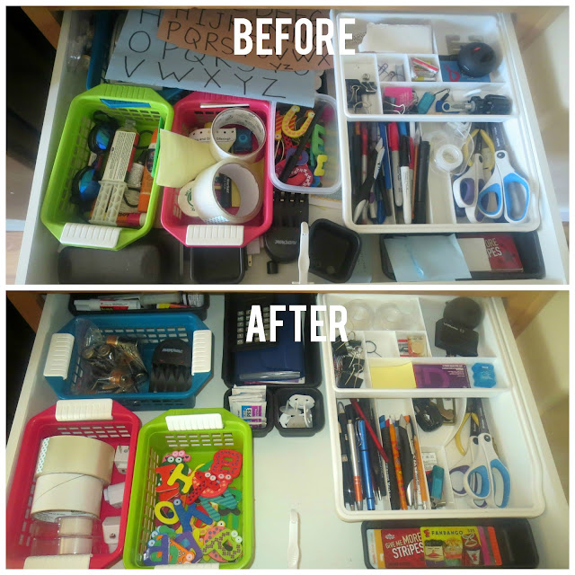Junk Drawer Organization--Easily organize the junk drawer with a few simple tips.