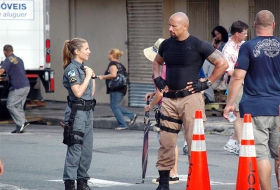 fast five elsa pataky. Dwayne Johnson On Set Of Fast