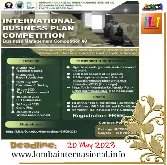 info lomba business plan 2023