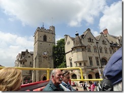 Tower and clock of Church of St. Martin is all that remains of this 14th century church that has been in the center of Oxford's shopping area since the medieval times