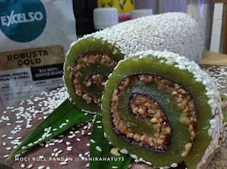 mochi pandan gulung isi kacang